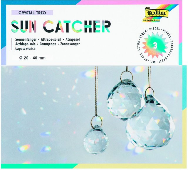 3er-Set Suncatcher Crystals von folia aus transparentem Glas mit Regenbogenmuster und Schmuckanhänger - Bild 1