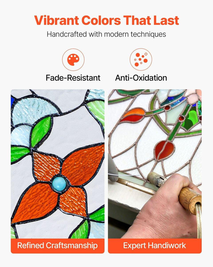 Buntglasfensterpaneel von Buying Solutions, MB im Tiffany-Stil, abstraktes Design, mehrfarbig, Rechteck, Breite: 66,4 cm, Höhe: 40,2 cm - Bild 2