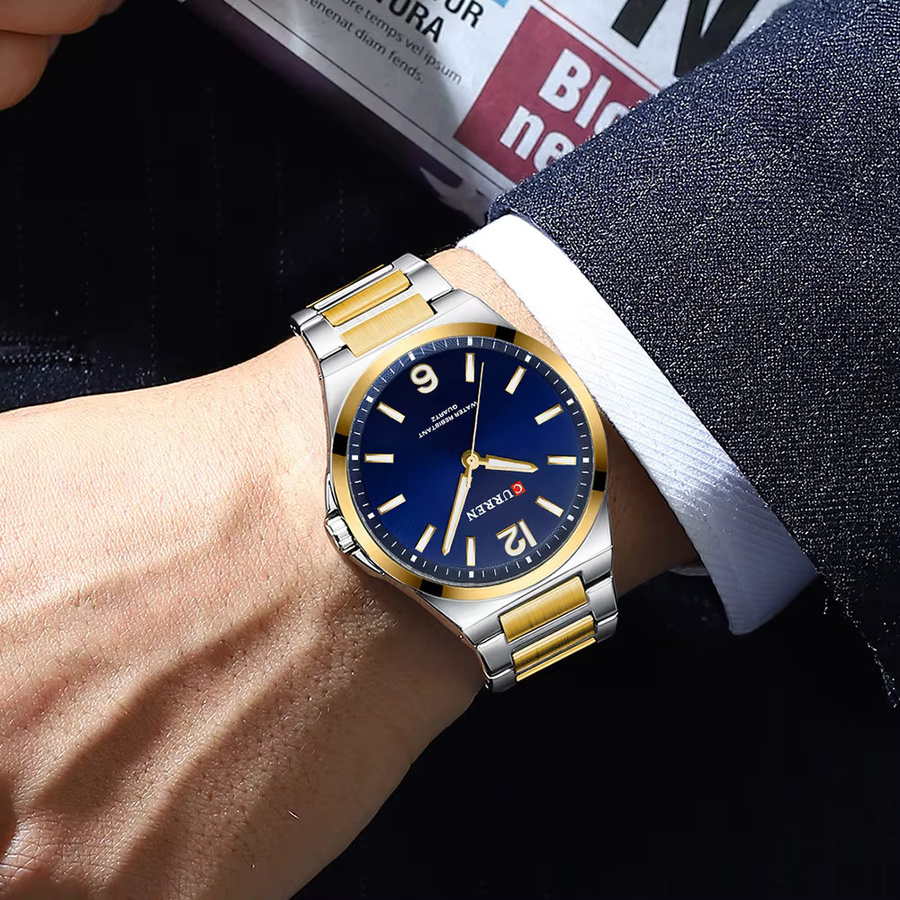 CURREN Armbanduhr, Quarz, Edelstahl, Bicolor, Blau, Herren - Bild 5