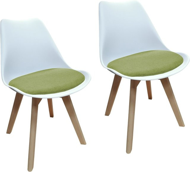 HTI-Living Esszimmerstuhl Atlanta 2er Set im skandinavischen Stil, Farbe Weiß/Grün, Webstoffbezug - Bild 1