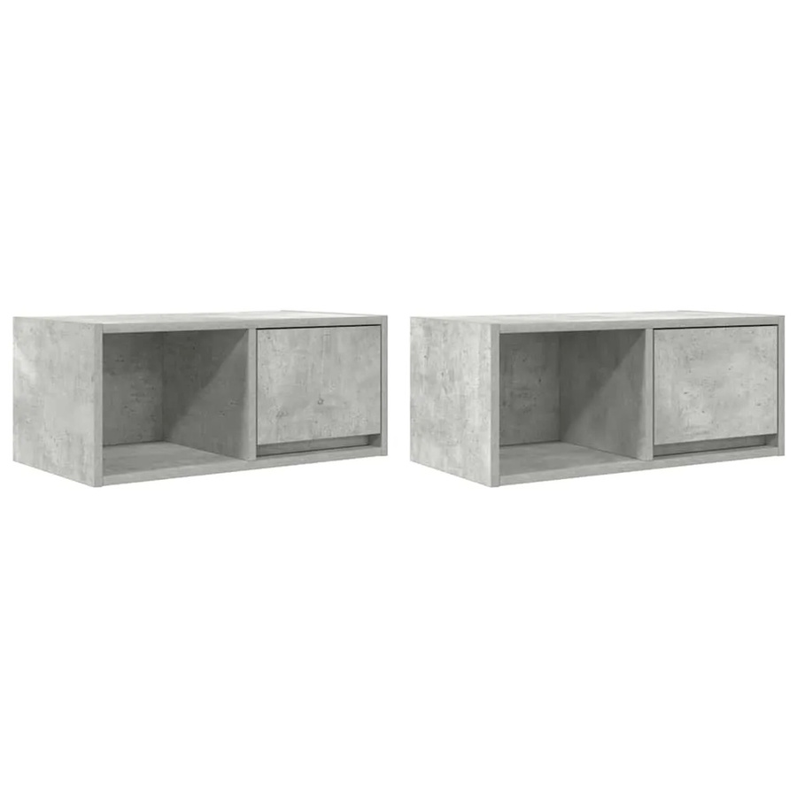 Set aus 2 vidaXL TV-Schränken aus Holzwerkstoff in Betongrau, Wandmontage, B: 60 cm, T: 31 cm, H: 25,5 cm - Bild 2