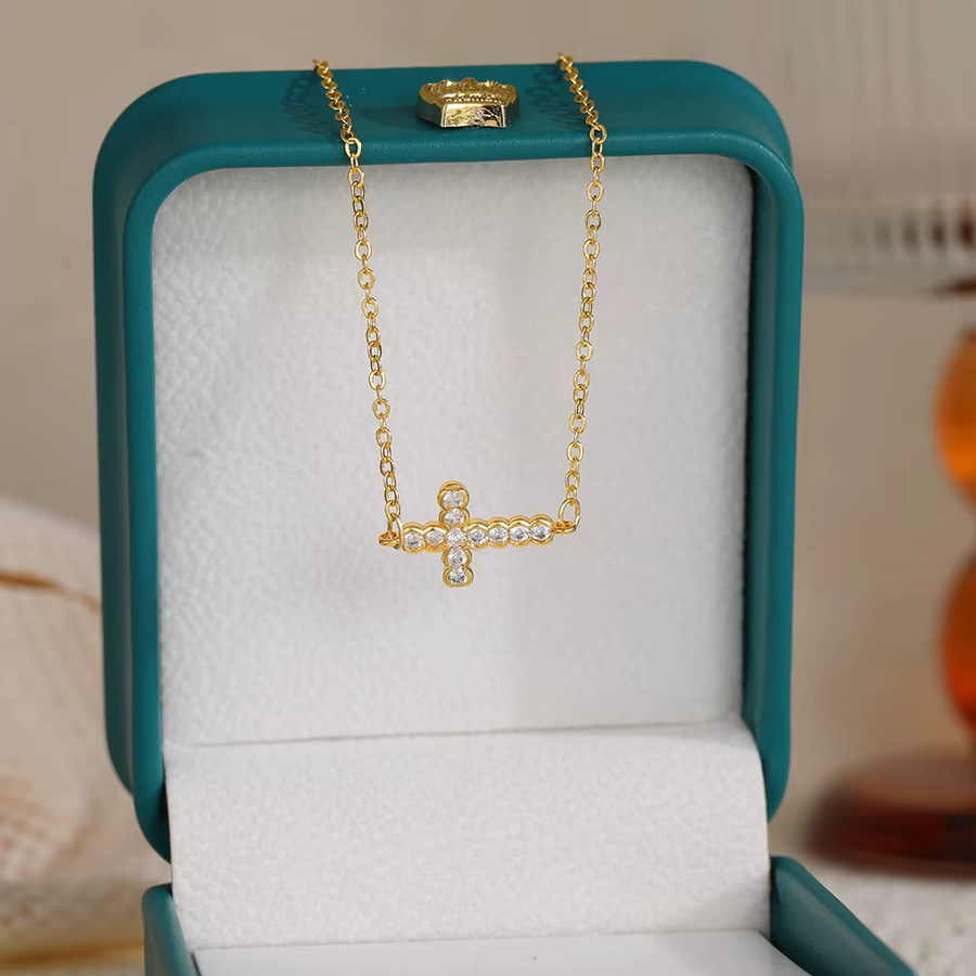 Erpels Halskette, vergoldet, Herz-Anhänger, Kreuz-Charm, Kristall, Damen - Bild 2