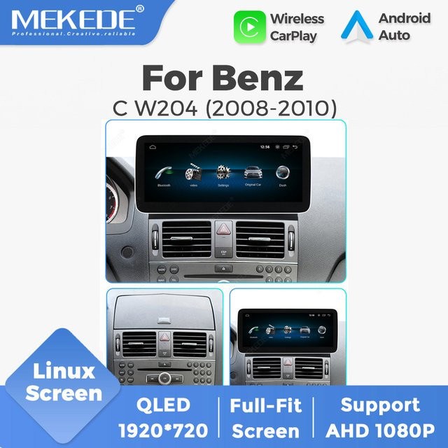MEKEDE Autoradio mit Linux Touchscreen für Mercedes-Benz C-Klasse W204 S204 C200 C260 C300 NTG4.0 System, kabelloses CarPlay und Android Auto, Schwarz - Bild 1