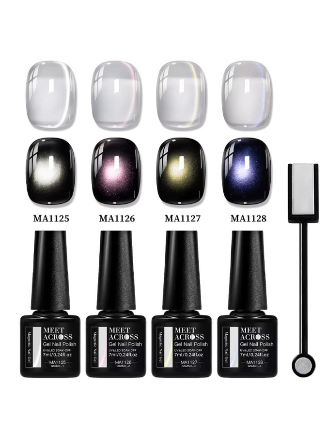 MEET ACROSS Wasserlicht-Katzen-Magnet-Gel-Nagellack-Set, 5er-Set, schimmernd - Bild 6