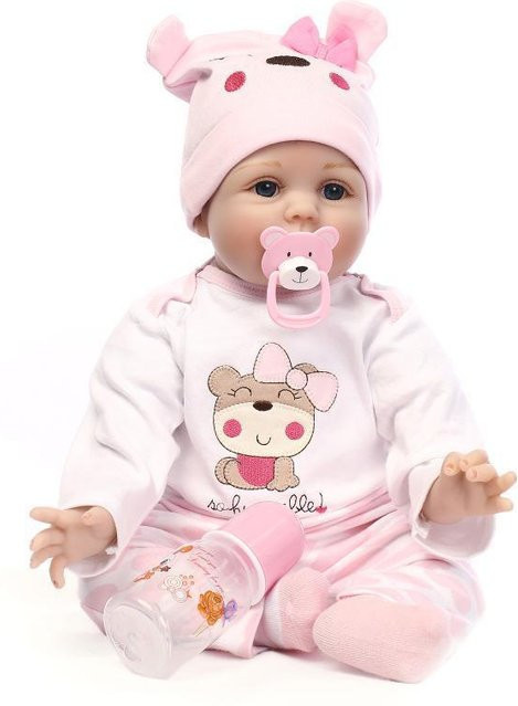NPK Reborn Baby Puppe, Silikon, 55 cm, weiß, ab 3 Jahre - Bild 1