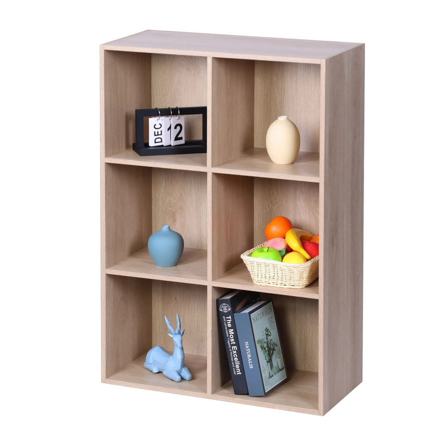 Relaxdays Bücherregal aus Holzwerkstoff in Eiche, 6 Fächer, B/H/T: 61 x 91 x 30 cm - Bild 2
