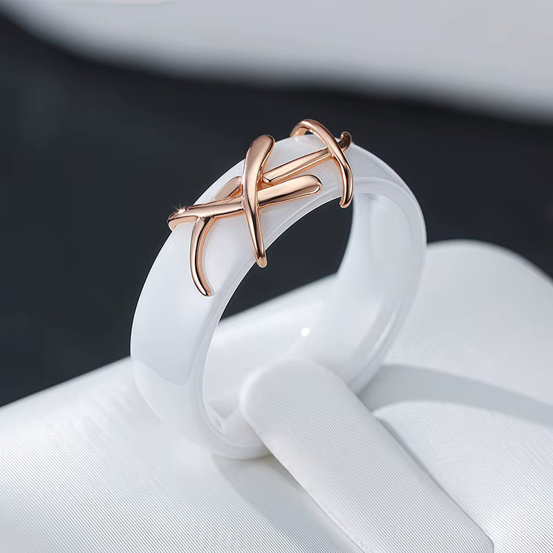 Wbmqda Ring Keramik, 585 Roségold, Damen, 7 mm - Bild 2