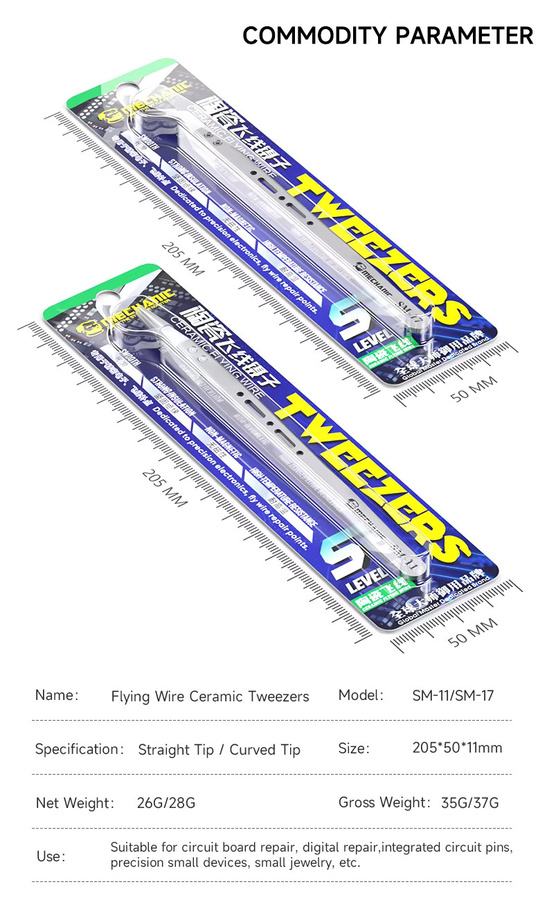 Mechanic SM-11 SM-17 S-Grade Keramikpinzette für fliegende Leitungen, nicht magnetisch und anti-adsorbierend für präzise elektronische Komponenten - Bild 4