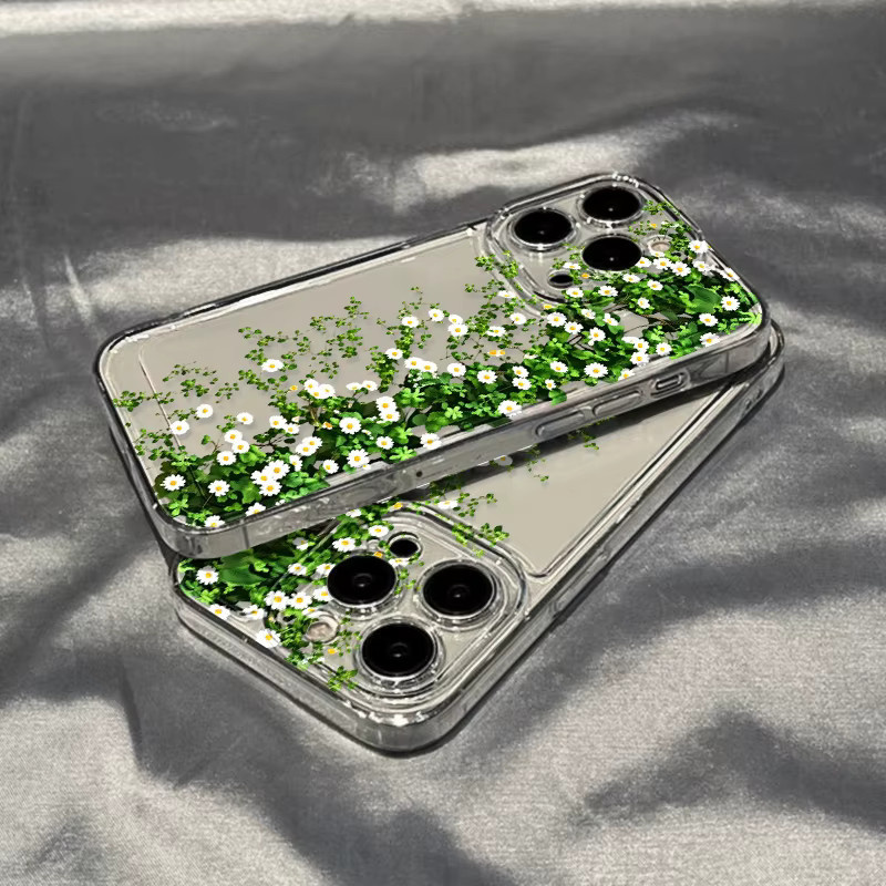 Transparente Handyhülle mit Gänseblümchen-Blumenmuster für Samsung Galaxy S26 S25 Ultra S24 S23 S22 FE A57 A56 A55 A37 A26 A17 A16 A07 5G mit Pflanzenblatt-Design - Bild 2