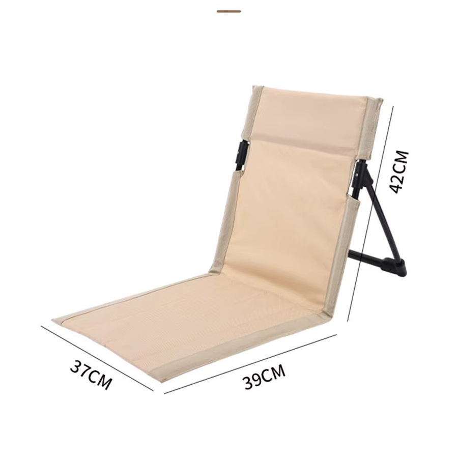 Faltbarer Outdoor Liegestuhl mit verstellbarer Kopfstütze und wetterfestem Kissen in Schwarz und Beige - Bild 2