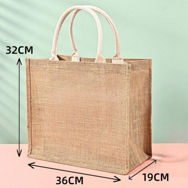MTMA Tragetasche für Damen als Geschenkbeutel in Bunt und Beige, A4-Format aus Jute und Leinen - Bild 1