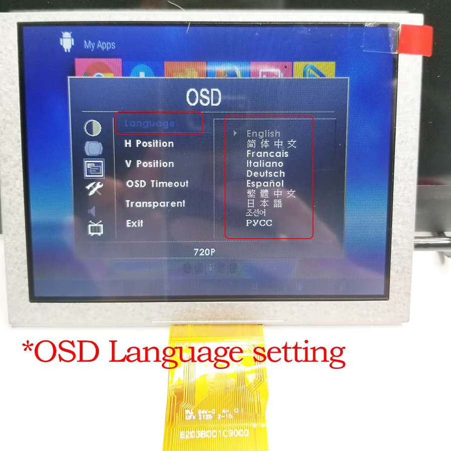 GLZLDY LCD-Controller-Treiberplatine für 5-Zoll-TFT-LCD-Display ZJ050NA-08C mit HDMI, VGA und AV Anschlüssen, 640 x 480 Pixel, 50-Pin TTL - Bild 4