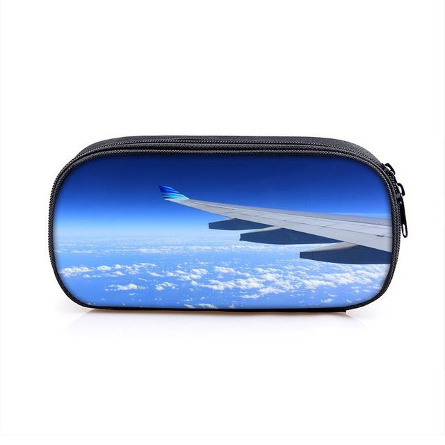 Fancy Style Studio Federmäppchen mit Flugzeug-Design in Blau für Kinder und Grundschüler - Bild 1