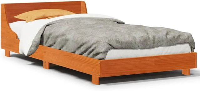 vidaXL Massivholzbett aus Kiefernholz in Wachsbraun, B/T/H: 90 x 190 x 93,5 cm - Bild 1
