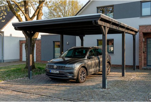 SKANHOLZ Carport Emsland aus Fichte mit Stahl-Dachplatten und Regenrinne, Anthrazit/Schwarz, B: 402 cm, T: 604 cm - Bild 1
