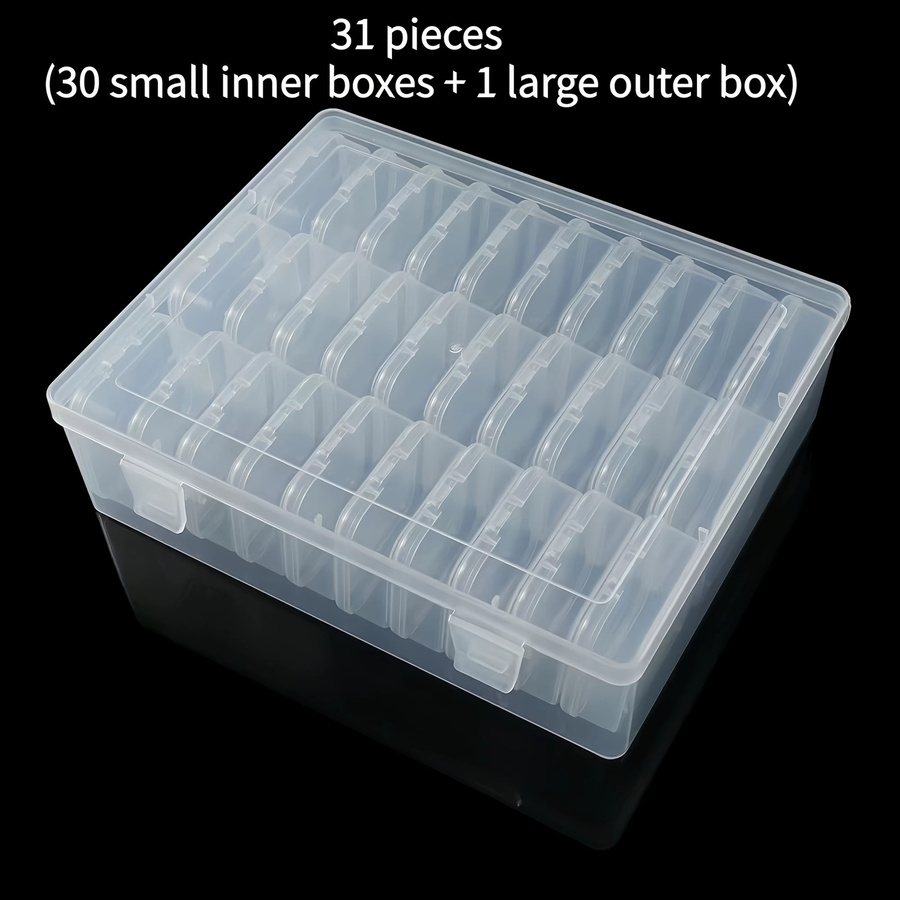 2 Sets transparente Schmuckboxen aus Kunststoff mit 60 kleinen Innenboxen und 2 großen Außenboxen zur Aufbewahrung für deinen Schreibtisch - Bild 1
