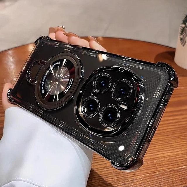 Stoßfeste magnetische Schutzhülle für Huawei Honor Magic Serie mit Gyroskop-Ständer in Schwarz und Transparent - Bild 1