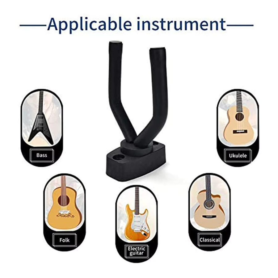 APWIKOGER Universal Gitarren Wandhalterung aus Metall in Schwarz für Akustikgitarren und Musikinstrumente - Bild 3