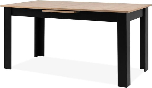 Furn.Design Esstisch Finham aus Eiche und MDF in Schwarz und Braun, ausziehbar mit Butterfly-Auszug, B/T/H: 160 x 80 x 75 cm bis 200 x 80 x 75 cm - Bild 1