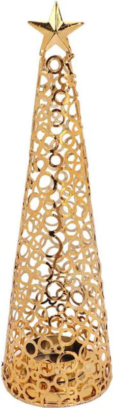 Tooarts Kerzenhalter in Weihnachtsbaumform aus Metall in Gold für Teelichter zur Tischdekoration - Bild 1