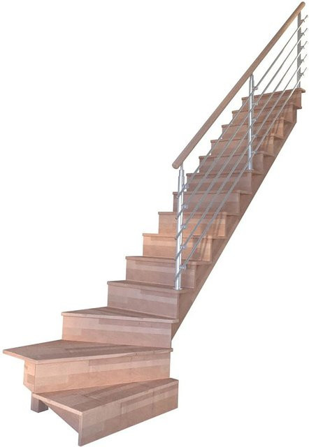 StarWood Treppenwinder Lindos Pro aus Buche in Braun mit Edelstahl-Design-Geländer, Breite: 100 cm - Bild 1