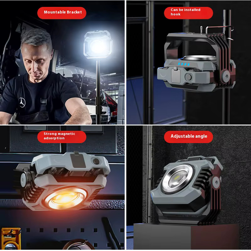 ESMARTER Mini Magnetische Arbeitsleuchte mit COB-LED, Wiederaufladbare Multifunktionale Tragbare Taschenlampe und Flutlicht - Bild 5