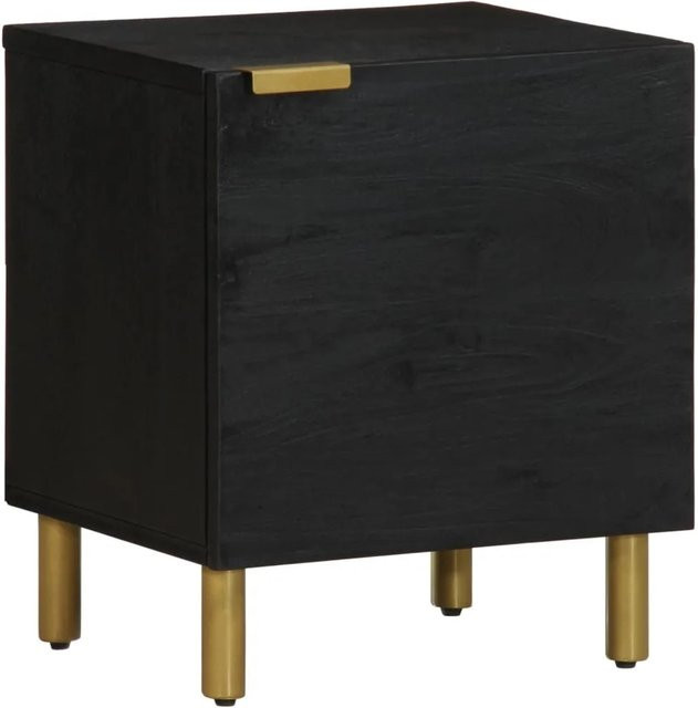 vidaXL Nachttisch aus Mango Massivholz in Schwarz, B/T/H: 40 x 33 x 46 cm - Bild 1
