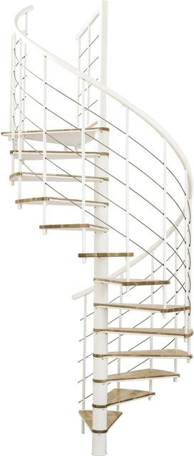 Minka Spindeltreppe Fusion Ø 120 cm in Eiche Weiß mit einer Raumhöhe bis 295 cm - Bild 1