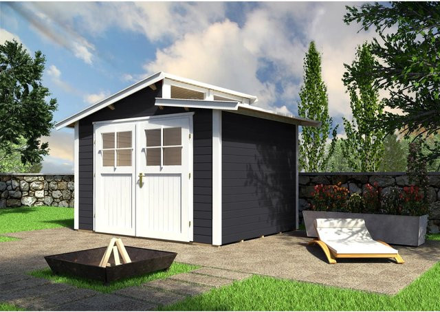 WEKA Gartenhaus aus Holz in Anthrazit mit Pultdach und modernem Design B/H/T: 327 x 252 x 209 cm - Bild 1