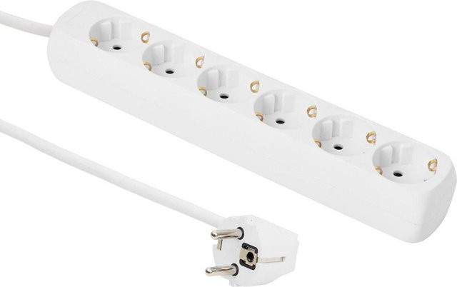 MicroConnect 6-fach Schuko Steckdose mit 5m Kabel in Weiß (GRU0065WA) - Bild 1