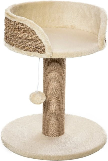 PawHut Kratzbaum für Katzen aus Plüsch mit integriertem Spielzeug in Braun/Beige, H x B x T: 49 x 40 x 40 cm - Bild 1