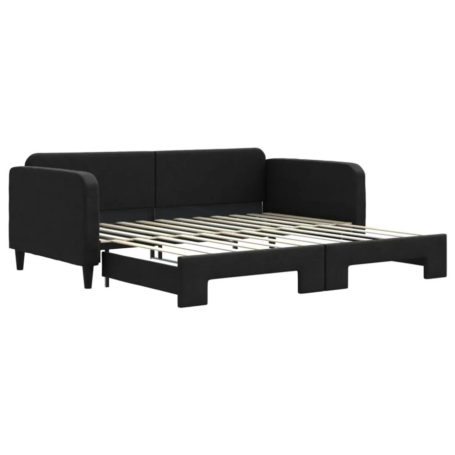 vidaXL Tagesbett ausziehbar Schwarz B/T/H: 100 x 200 x 75 cm - Bild 2