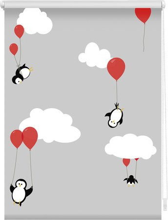 Lichtblick Rollo Klemmfix mit Pinguin-Motiv in Rot, blickdicht, B: 120 cm, H: 150 cm - Bild 1