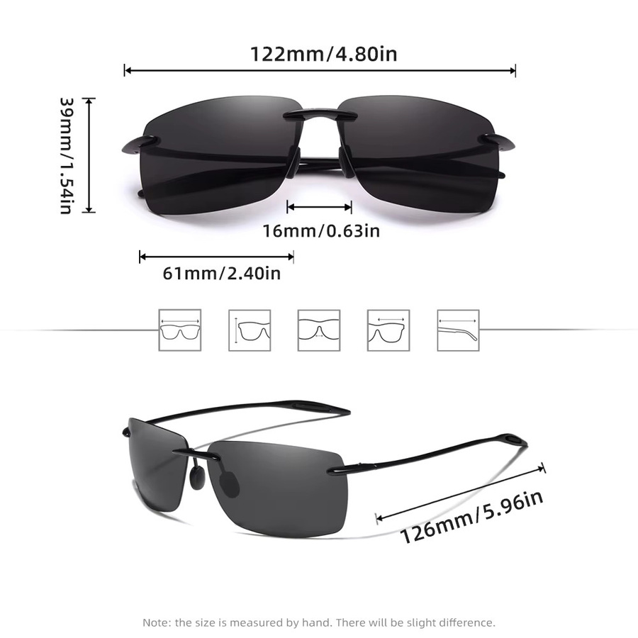 KINGSEVEN Sonnenbrille, randlos, rechteckig, Metall, Unisex, polarisiert, verspiegelt - Bild 2