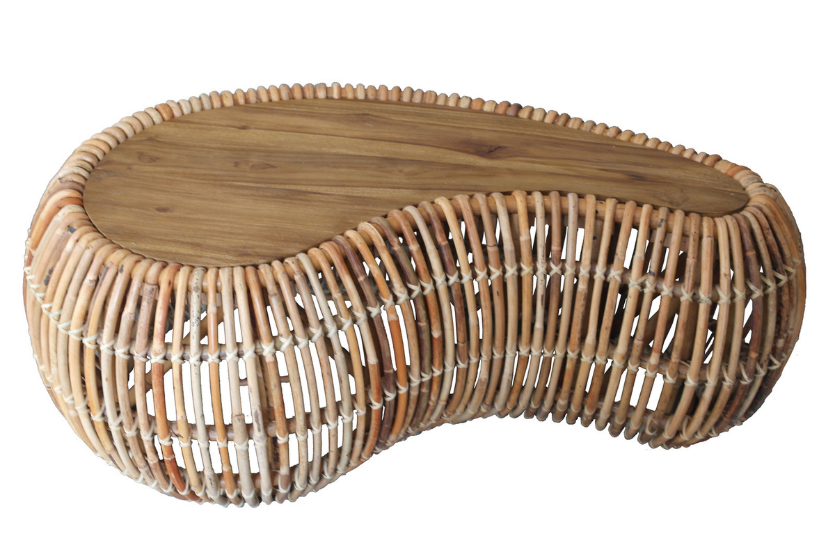SIT Couchtisch Rattan und Teakholz in Beige, B: 120 cm, H: 45 cm - Bild 1