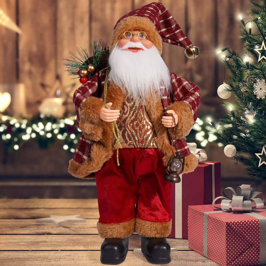 DUTRIEUX Weihnachtsmann-Figur in Rot und Gold aus Kunststoff und Textil, Höhe: 30,48 cm - Bild 3