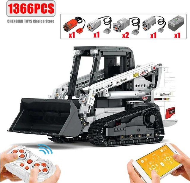 Linyi toy Bobcat Lader Bausteine mit Fernbedienung 1366-teiliges Set - Bild 1
