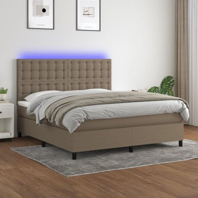 vidaxl Boxspringbett mit Matratze in Taupe Meliert aus Stoff, B/T/H: 160 x 200 x 118 cm - Bild 1