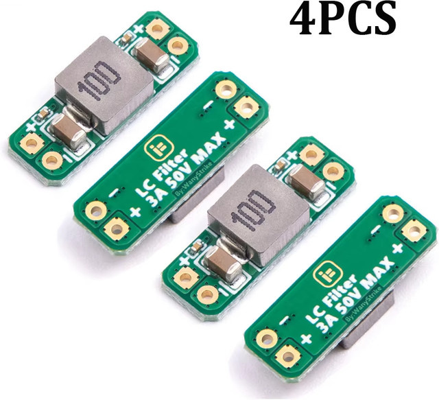 4er Set LC Filter Modul 3A 5-30V mit integriertem Verpolungsschutz für RC FPV Freestyle Drohnen und AV Sender in Grün - Bild 1
