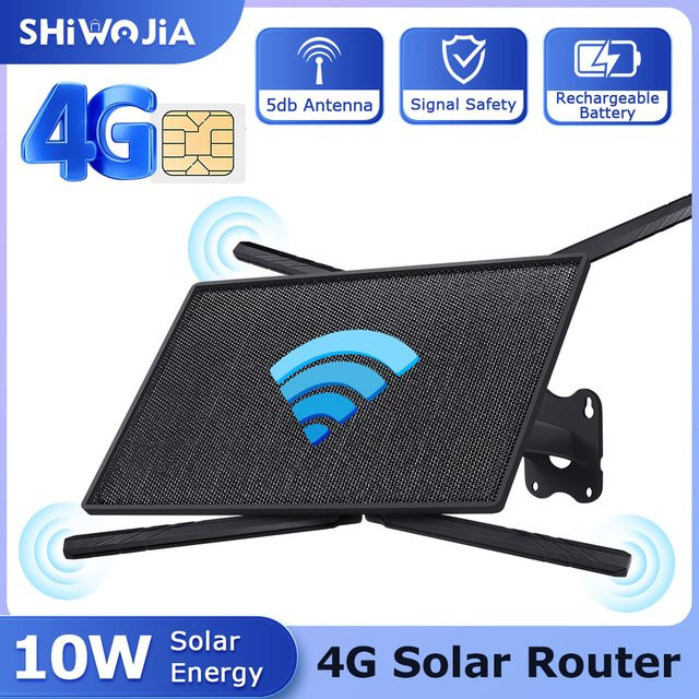 SHIWOJIA 4G LTE Solar Router mit 10W Solarpanel und 20100mAh Akku, Wasserdicht, Schwarz - Bild 1
