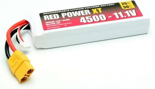 Red Power LiPo Modellbau-Akkupack 11.1V 4500 mAh mit XT90 Stecker in Rot-Weiß - Bild 1