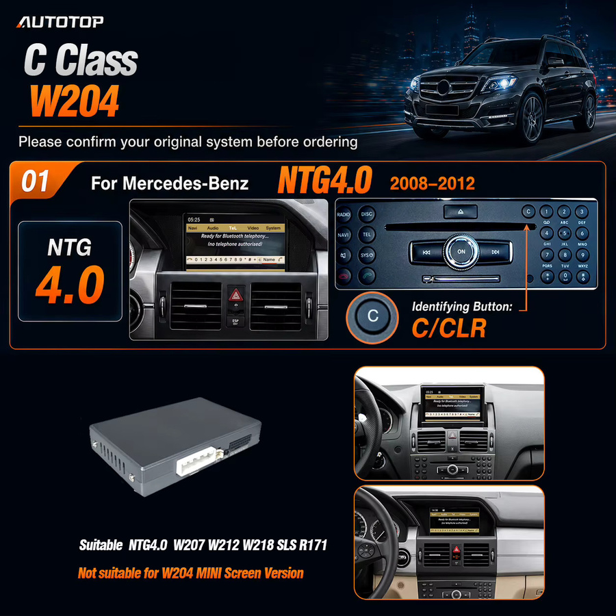 AUTOTOP Drahtloser Apple CarPlay und Android Auto Decoder für Mercedes Benz C E GLK SLK Klasse NTG 4.0 Nachrüstkit mit GPS und Mirror Link - Bild 7