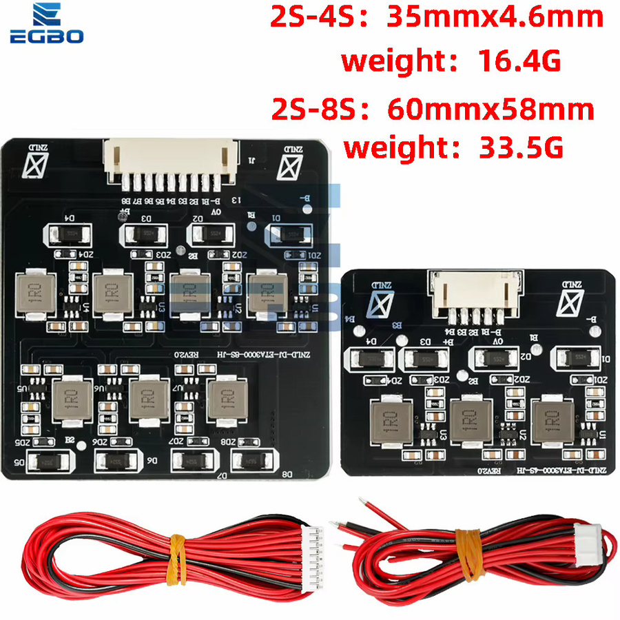 EGBO Active Energy Transfer Balancer für LiFePO4 und LTO Lithiumbatteriesysteme, 2S-8S, 1,2A, Schwarz - Bild 2