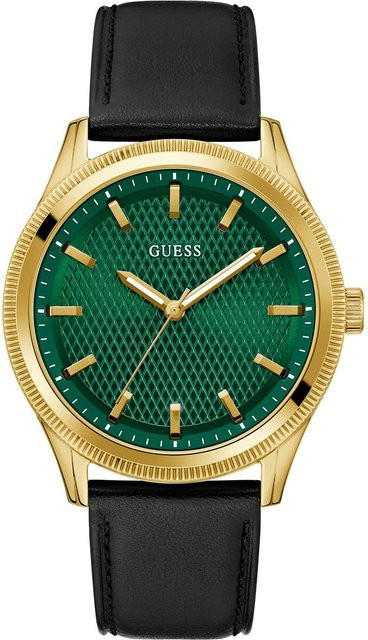 Guess Armbanduhr, Quarz, Edelstahl, Leder, Grün, 44 mm, Herren - Bild 1