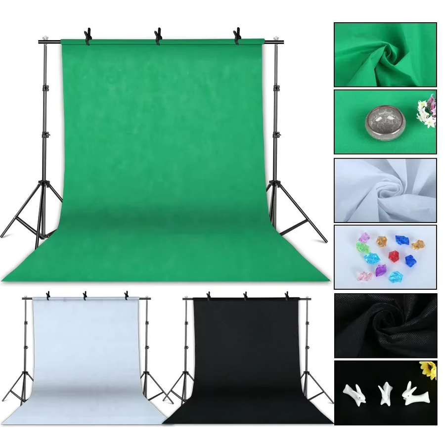 Fotografie-Studio Softbox-Beleuchtungsset mit Hintergrundrahmen, 3 Hintergründen, Stativ, Reflektorplatte und 4 Schirmen von SH - Bild 1