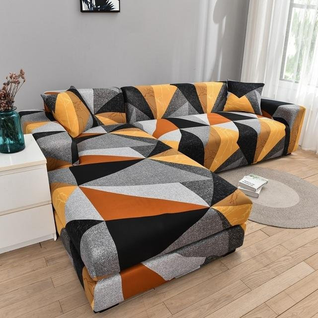 S-EMIGA Ecksofa-Bezug für L-förmige Sofas, elastischer Stretch-Schonbezug mit geometrischem Design, Mehrfarbig, Breite: 235 cm bis 300 cm - Bild 1