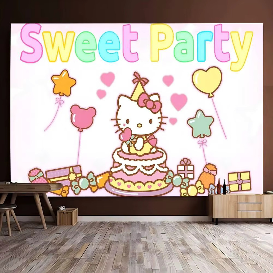 Mesuca Hello Kitty Fotohintergrund als Partydekoration und Requisite für Produktfotografie, Mehrfarbig, B: 70 cm, H: 70 cm, T: 6 cm - Bild 2