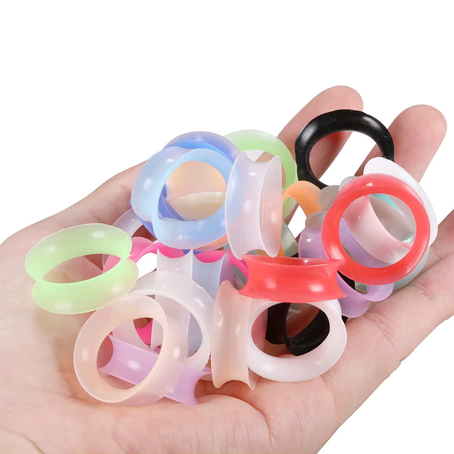 Ohrstecker und Tunnel Set, Silikon, Bunt, Unisex, 4-30mm - Bild 5