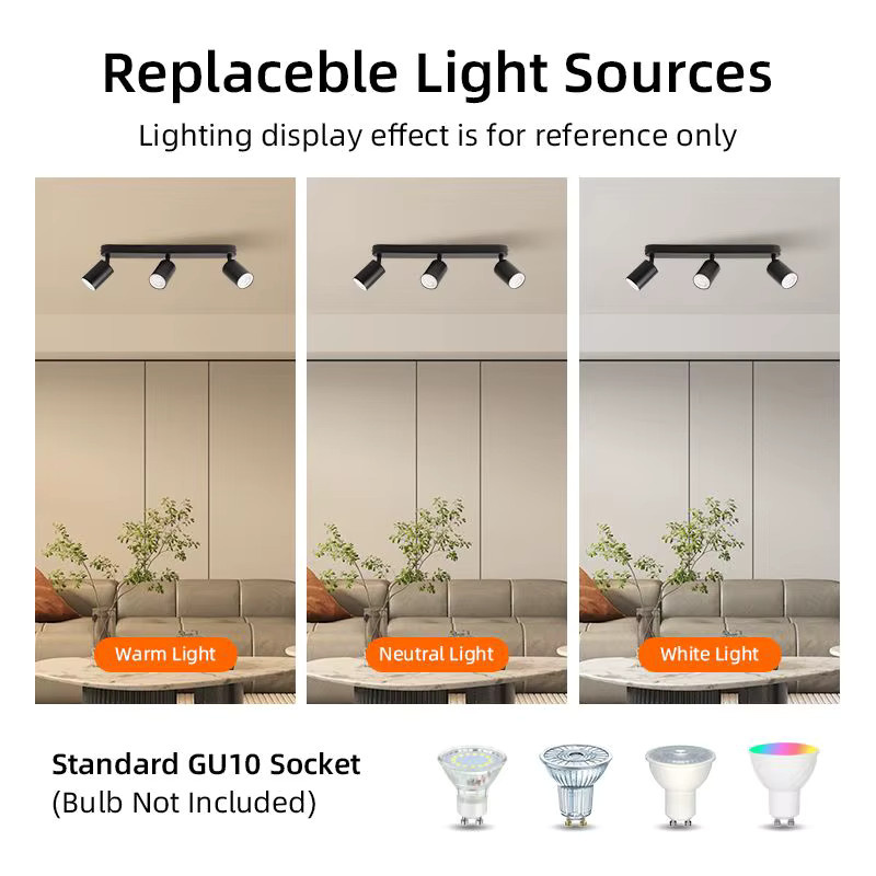 CHENBEN GU10 LED Decken-Spot-Leuchte in Schwarz für Wohnzimmer, Schlafzimmer und Flur - Bild 5