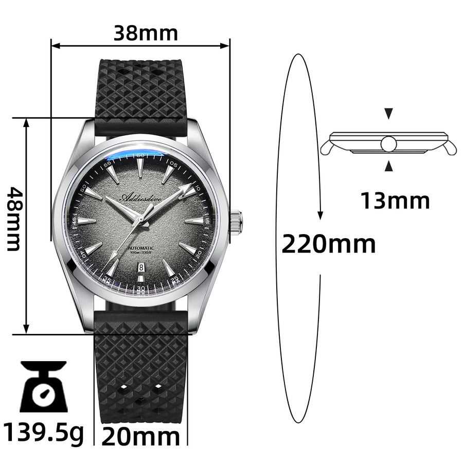 ADDIESDIVE Armbanduhr, Automatik, Edelstahl, Blau, Herren - Bild 6
